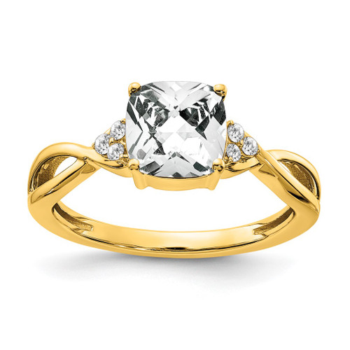 Lex & Lu 10k Yellow Gold White Topaz and Diamond Ring - Lex & Lu