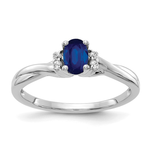 Lex & Lu 10k White Gold Diamond & Sapphire Ring Size 7 LAL3862 - Lex & Lu