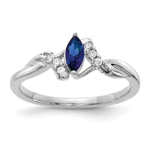 Lex & Lu 10k White Gold Diamond & Sapphire Ring LAL3864 - Lex & Lu