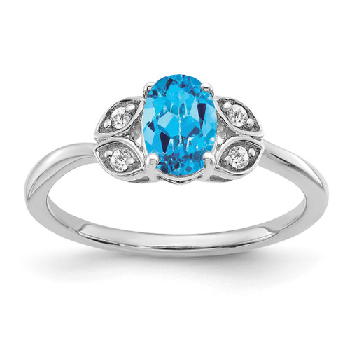 Lex & Lu 14k White Gold Blue Topaz and Diamond Ring LAL3872 - Lex & Lu