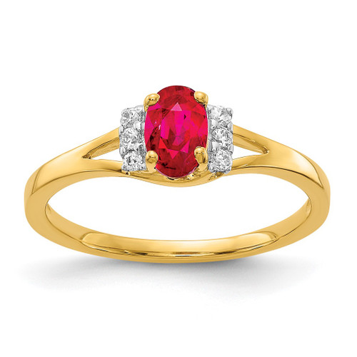 Lex & Lu 10k Yellow Gold Diamond & Ruby Ring LAL3891 - Lex & Lu