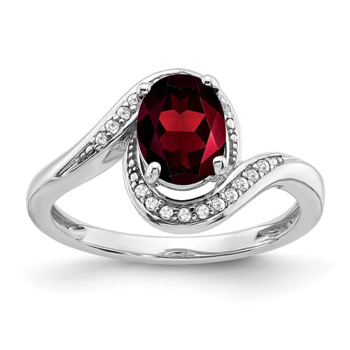 Lex & Lu 14k White Gold Garnet and Diamond Ring LAL3902 - Lex & Lu