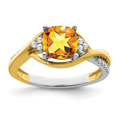 Lex & Lu 14k Two-tone Gold (y&w) Citrine and Diamond Ring LAL3975 - Lex & Lu