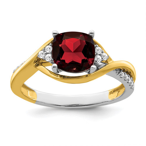 Lex & Lu 14k Two-tone Gold (y&w) Garnet and Diamond Ring LAL3976 - Lex & Lu