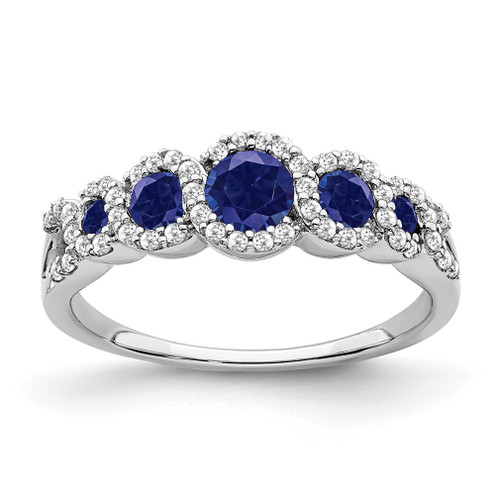 Lex & Lu 14k White Gold Created Sapphire and Diamond Ring LAL4092 - Lex & Lu