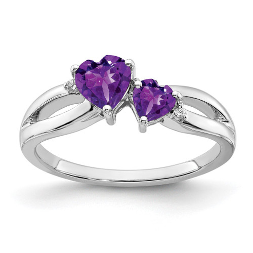 Lex & Lu 14k White Gold Amethyst and Diamond Ring LAL4151 - Lex & Lu