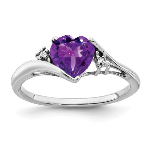 Lex & Lu 14k White Gold Amethyst and Diamond Ring LAL4154 - Lex & Lu