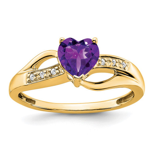 Lex & Lu 10k Yellow Gold Amethyst and Diamond Ring LAL4158 - Lex & Lu