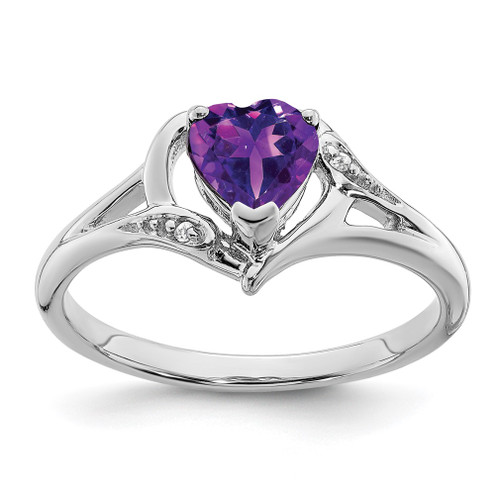 Lex & Lu 14k White Gold Amethyst and Diamond Ring LAL4165 - Lex & Lu