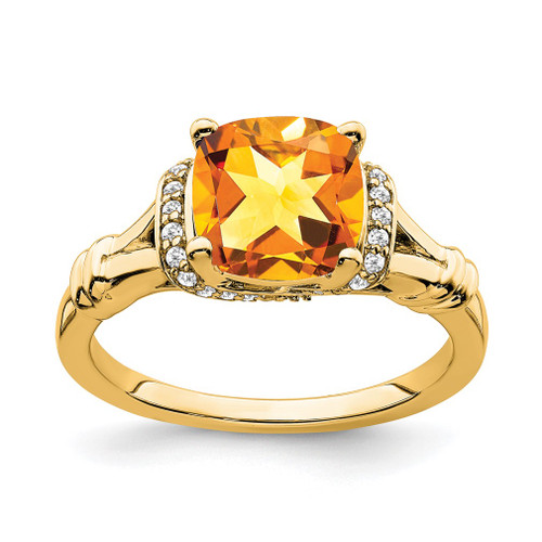 Lex & Lu 14k Yellow Gold Citrine and Diamond Ring LAL4208 - Lex & Lu