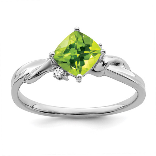 Lex & Lu 14k White Gold Peridot and Diamond Ring LAL4284 - Lex & Lu