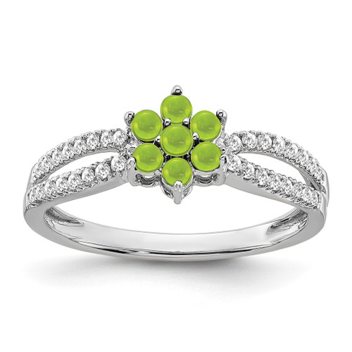 Lex & Lu 14k White Gold Peridot and Diamond Ring LAL4312 - Lex & Lu