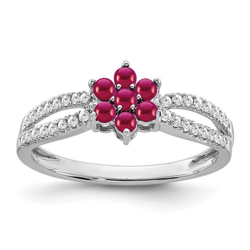 Lex & Lu 14k White Gold Ruby and Diamond Ring LAL4313 - Lex & Lu