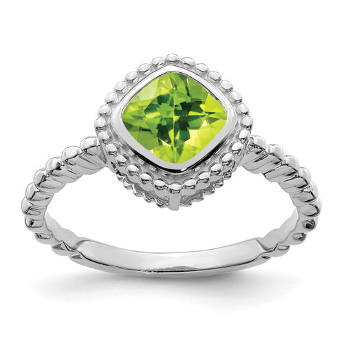 Lex & Lu 14k White Gold Cushion Peridot Pendant LAL4333 - Lex & Lu