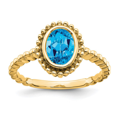 Lex & Lu 10k Yellow Gold Oval Blue Topaz Ring - Lex & Lu