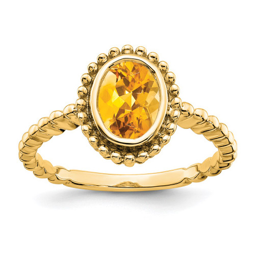 Lex & Lu 10k Yellow Gold Oval Citrine Ring - Lex & Lu