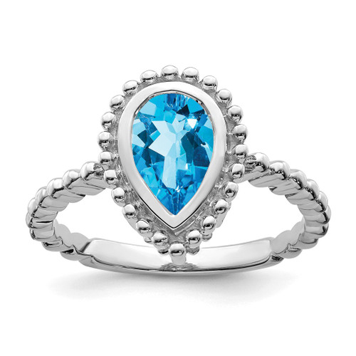 Lex & Lu 14k White Gold Pear Blue Topaz Ring - Lex & Lu