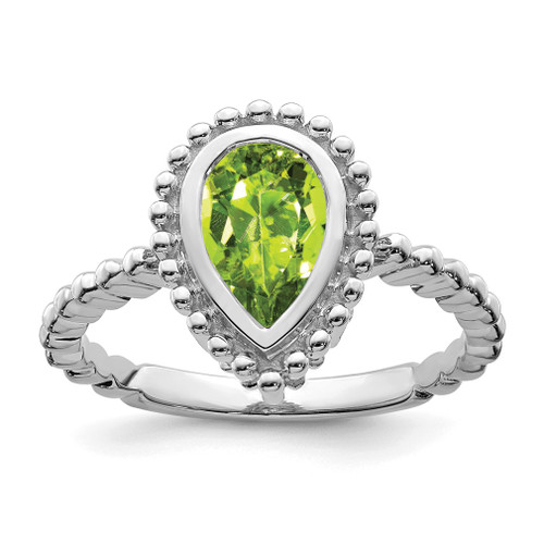 Lex & Lu 14k White Gold Pear Peridot Ring - Lex & Lu