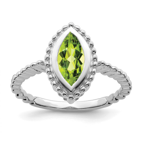 Lex & Lu 14k White Gold Marquise Peridot Pendant LAL4373 - Lex & Lu