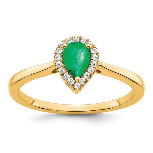 Lex & Lu 14k Yellow Gold Emerald and Diamond Ring LAL4415 - Lex & Lu