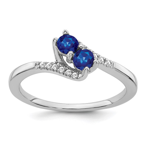 Lex & Lu 14k White Gold Sapphire and Diamond Ring LAL4425 - Lex & Lu