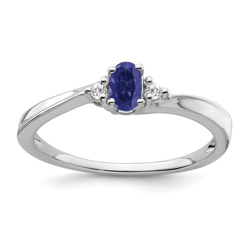 Lex & Lu 14k White Gold Created Sapphire and Diamond Ring LAL4677 - Lex & Lu