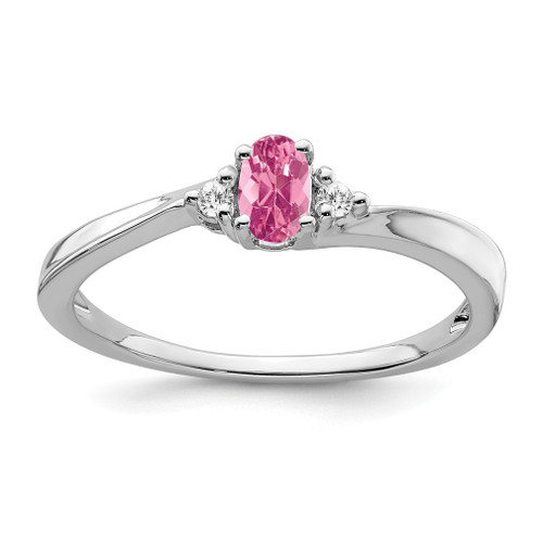 Lex & Lu 14k White Gold Pink Tourmaline and Diamond Ring - Lex & Lu