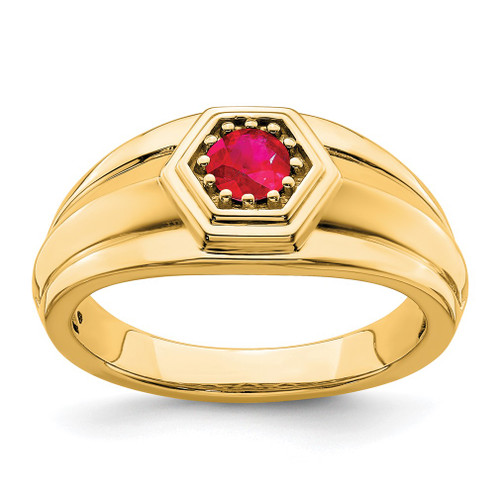 Lex & Lu 14k Yellow Gold Ruby Men's Ring - Lex & Lu