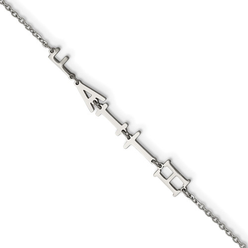 Lex & Lu Stainless Steel Polished FAITH w/1'' ext 6.5'' Bracelet - Lex & Lu