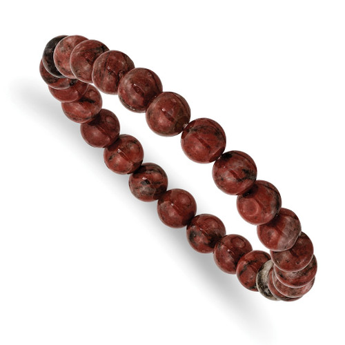 Lex & Lu Sesame Red Agate Beaded Stretch Bracelet - Lex & Lu