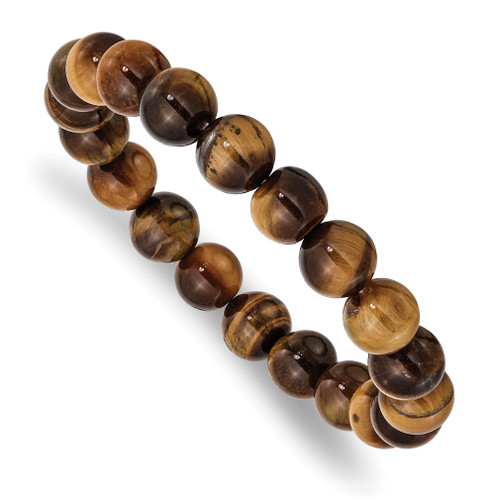 Lex & Lu Yellow Tiger's Eye Agate Beaded Stretch Bracelet LAL5417 - Lex & Lu