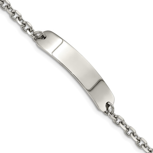 Lex & Lu Stainless Steel Polished Cable Chain 8'' ID Bracelet - Lex & Lu