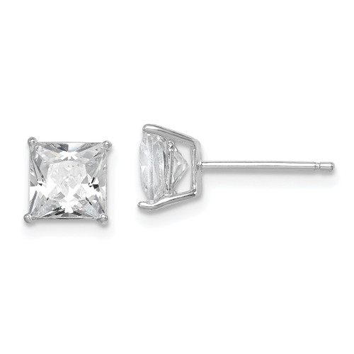 Lex & Lu Sterling Silver CZ 6mm Square Post Earrings LAL24653 - Lex & Lu