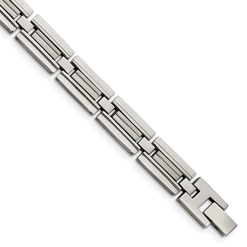 Lex & Lu Stainless Steel Brushed and Polished 8.5'' Link Bracelet LAL5505 - Lex & Lu