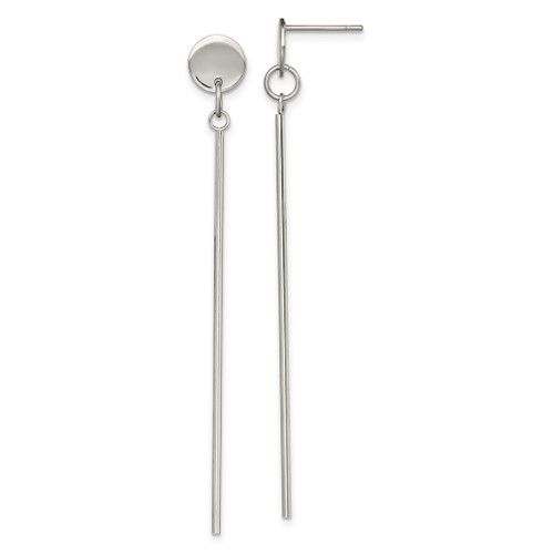 Lex & Lu Stainless Steel Polished Disc with Bar Dangle Post Earrings - Lex & Lu