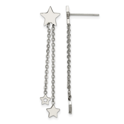 Lex & Lu Stainless Steel Polished Stars Post Dangle Earrings - Lex & Lu