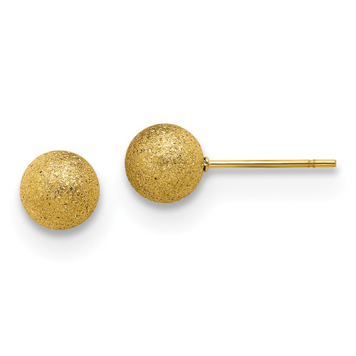 Lex & Lu Stainless Steel Polished Laser cut Yellow IP-plated 7mm Ball Earrings - Lex & Lu