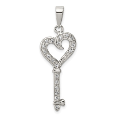 Lex & Lu Sterling Silver CZ Heart Key Pendant LAL24675 - Lex & Lu