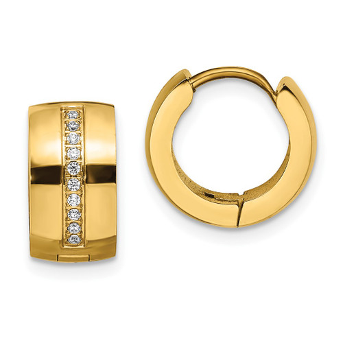 Lex & Lu Stainless Steel Polished Yellow IP w/Preciosa Crystal Hoop Earrings LAL5740 - Lex & Lu