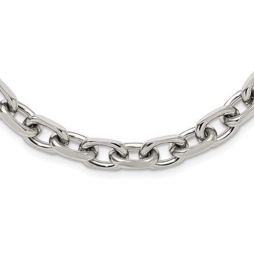 Lex & Lu Stainless Steel Polished 8.5mm 24'' Cable Chain Necklace - Lex & Lu