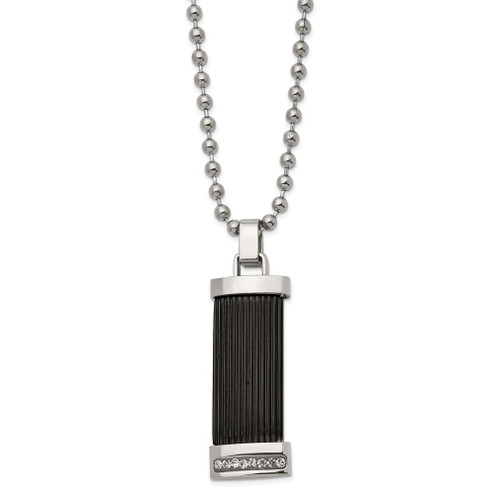 Lex & Lu Stainless Steel Polished Black IP w/ Preciosa Crystal Necklace - Lex & Lu