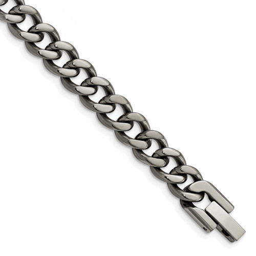 Lex & Lu Titanium Polished 7.5mm 8.5'' Curb Chain Necklace - Lex & Lu