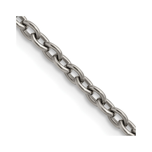 Lex & Lu Titanium Polished 3.5mm 18'' Cable Chain Necklace - Lex & Lu