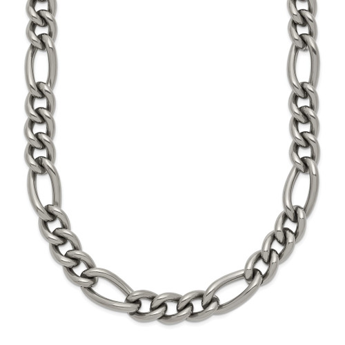 Lex & Lu Titanium Polished 7mm 19.75in Figaro Chain Necklace - Lex & Lu
