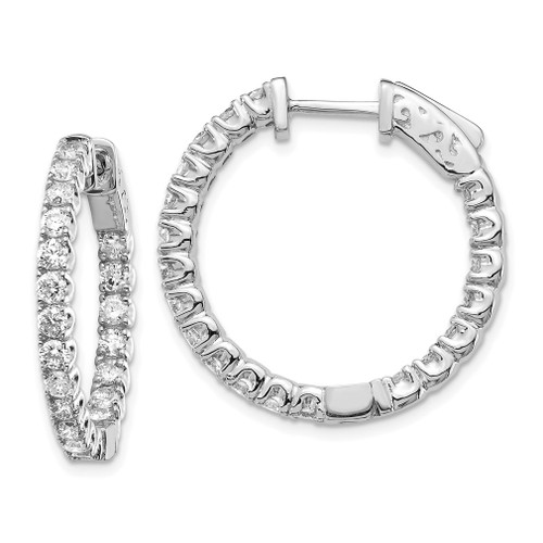 Lex & Lu 14k White Gold Lab Grown Dia SI1/SI2, Round Hoop w/Safety Earrings LAL6206 - Lex & Lu