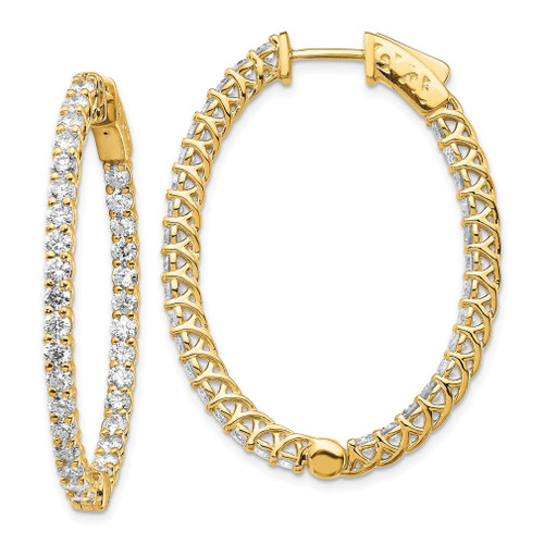 Lex & Lu 14k Yellow Gold Lab Grown Dia SI1/SI2, Oval Hoop w/Safety Earrings LAL6219 - Lex & Lu