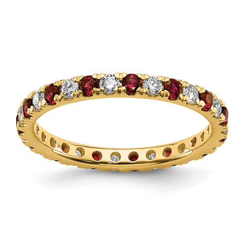 Lex & Lu 14k Yellow Gold Lab Grown Dia. SI1/SI2 G H I & Cr Ruby Eternity Ring - Lex & Lu