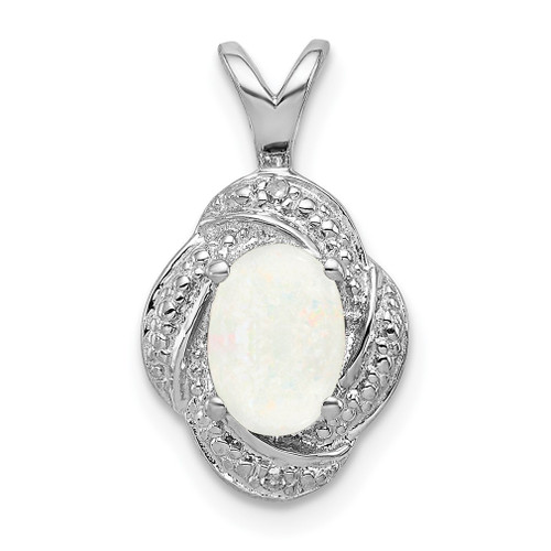 Lex & Lu Sterling Silver Diamond & Created Opal Pendant LAL24743 - Lex & Lu