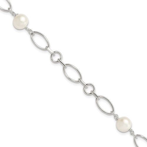 Lex & Lu Sterling Silver Polished FWC Pearl Bracelet 7.5'' LAL24993 - Lex & Lu