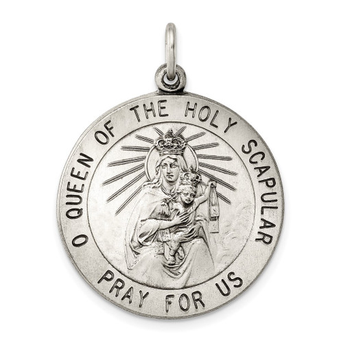 Lex & Lu Sterling Silver Queen of the Holy Scapular Medal LAL25112 - Lex & Lu